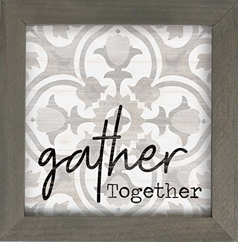 P. GRAHAM DUNN Gather Together Clover Patterned 7 x 7 Inch Pine Wood Framed Wall Art Plaque
