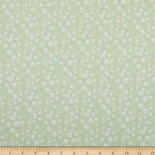 Studio E Fabrics Fancy Cats Paw Print Fabric Green