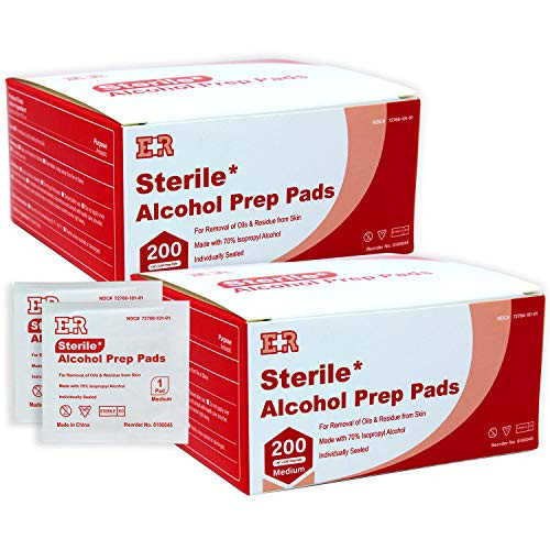Ever Ready First Aid Alcohol Prep Pads Medium 2-Ply Alcohol Wipes individually wrapped Swabs Saturated With 70 percent Isopropyl Alcohol - 400 Count Ever Ready First Aid Alcohol Prep Pads Medium 2-Ply Alcohol Wipes individually wrapped Swabs Saturated With 70 percent Isopropyl Alcohol - 400 Count