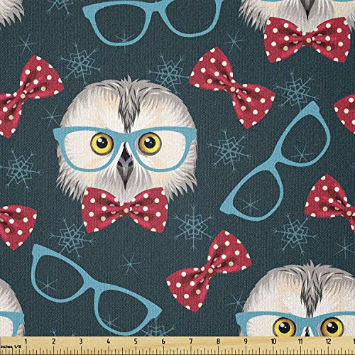 Ambesonne Geek Fabric by The Yard Pattern with Snowflakes and Owl Wearing Glasses and Dotted Bowtie Stretch Knit Fabric for Clothing Sewing and Arts Crafts 1 Yard Petrol Blue Ambesonne Geek Fabric by The Yard Pattern with Snowflakes and Owl Wearing Glasses and Dotted Bowtie Stretch Knit Fabric for Clothing Sewing and Arts Crafts 1 Yard Petrol Blue