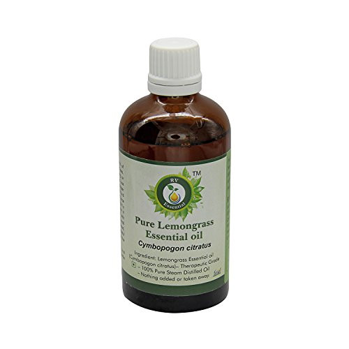 R V Essential Pure Lemongrass Essential Oil 50ml -1.69oz-- Cymbopogon Citratus -100 percent Pure and Natural Therapeutic Grade-