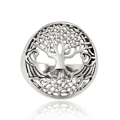 925 Sterling Silver 18 mm Detailed Celtic Tree of Life Round Ring - Size 6 925 Sterling Silver 18 mm Detailed Celtic Tree of Life Round Ring - Size 6