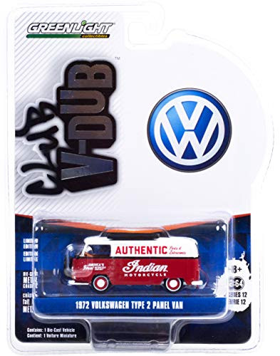 1972 Volkswagen Type 2 Panel Van Burgundy and White Club Vee V-Dub Series 12 1-64 Diecast Model by Greenlight 36020 B