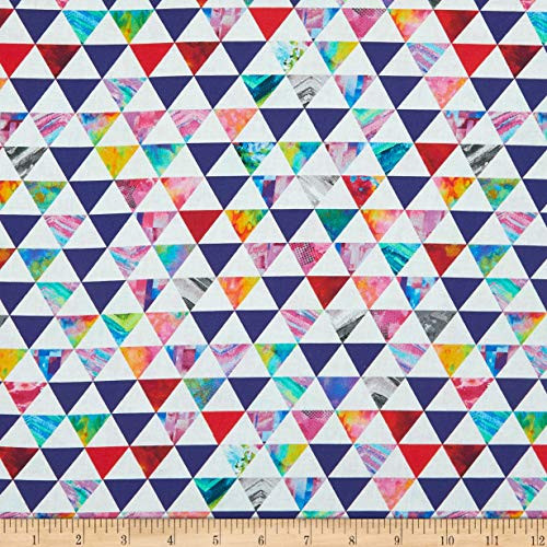 Studio E Fabrics Geofetti Digital Triangulation Fabric White Multi