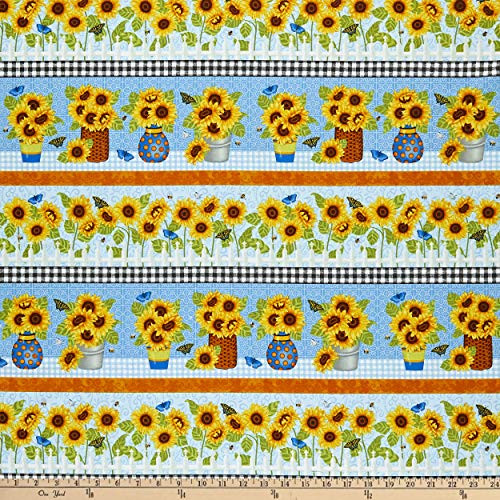 Studio E Fabrics Sunny Sunflowers Border Stripe Fabric Multi