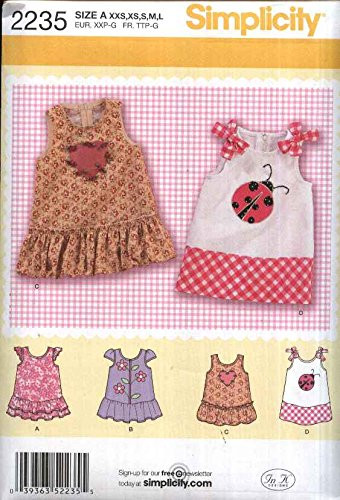 Simplicity Sewing Pattern 2235 Babies' Dresses Size A -XXS-XS-S-M-L-