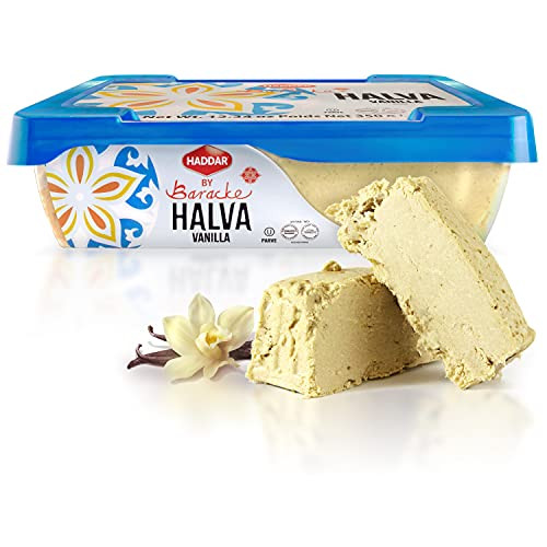 Haddar by Baracke High Quality Vanilla Halva 12.34oz  Fine Sesame Seed Paste Dessert -Tahini Halwa- Gluten Free Vegan Kosher
