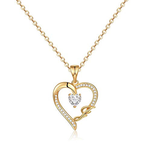 IEFRICH Initial Heart Necklace for Women Girls 14K Gold Plated Tiny Letter J Initial Heart Pendant Necklace for Girls Kids Jewelry Toddler Necklace Mothers Day Valentines Teen Girl Teenage Gift