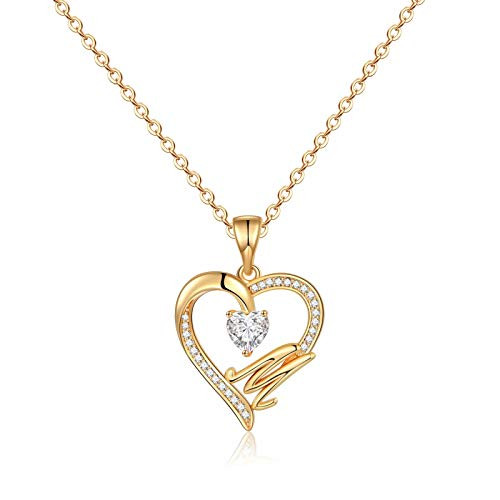 Initial Necklace for Women Teen Girls 14K Gold Plated Dainty Letter M Initial Heart Necklace for Women Girls Kids Jewelry Toddler Necklace Mothers Day Valentines Girls Teenage Gifts Birthday