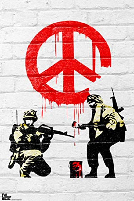 Pyramid America Banksy Cease and Desist Soldiers Stencil Street Graffiti Spray Paint Artist Art Cool Wall Decor Art Print Poster 12x18