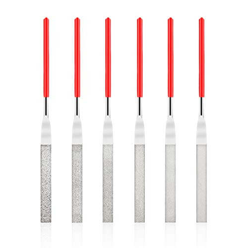 KALIM 40-600 Grit Flat Diamond File Set 6Pcs Files with PVC Handle 7'' Total Length Diamond Files Suitable Wood Plastic Model Sharpening DIY etc.