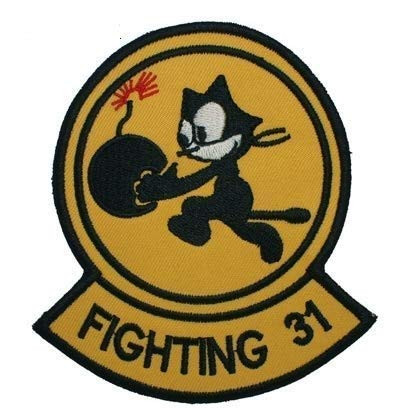 VF-31 VFA-31 TOMCATTERS Felix Navy F-14 Tomcat F-18 Hornet Military Patch Fabric Embroidered Badges Patch Tactical Stickers for Clothes with Hook  and  Loop