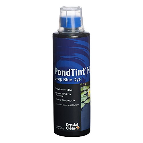 Crystal Clear PondTint Pond Dye - Shade  and  Protect Your Pond - Deep Blue Nite 16 Ounce Bottle Treats Up to 16000 Gallons
