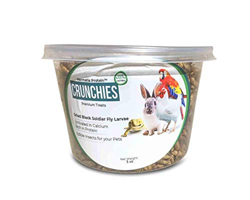 Hermetia Protein CRUNCHIES Dried Black Soldier Fly Larvae -3oz- BSFL Bird  and  Chicken Treats  More Calcium Protein Fat Than Mealworms for Chickens  Eco-Friendly USA Farm