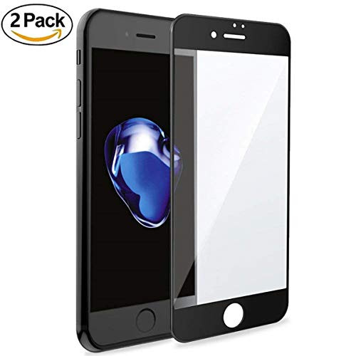 iCoverCase Compatible with iPhone 7-iPhone 8 Screen Protector -2 Pack--Full Screen Coverage--Eye Protection--HD-Clear- Hard Tempered Glass Ultra Clear Shatter Proof Screen Protector -2 Pack Black