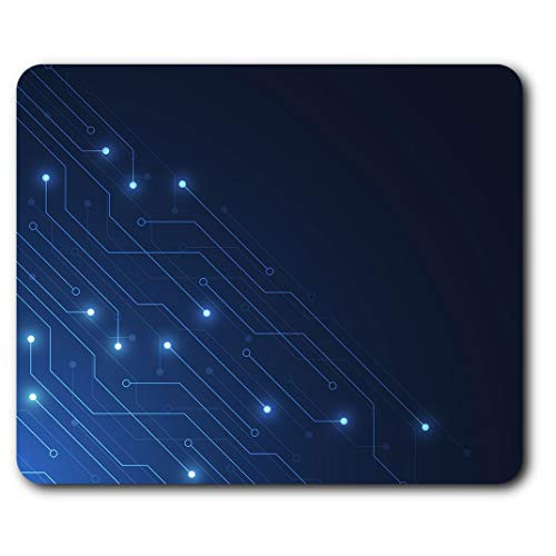 Comfortable Mouse Mat - Blue Electronic? Chip Computer Gamer 23.5 x 19.6 cm -9.3 x 7.7 inches- for Computer  and  Laptop Office Gift Non-Slip Base - RM16936