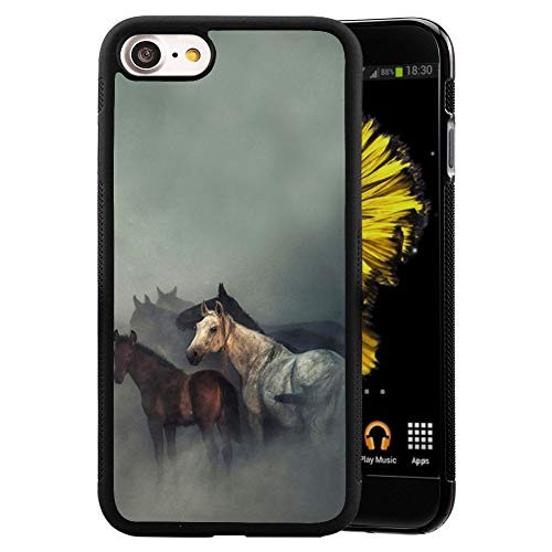 Phone Case Cover for iPhone 7-8-SE 2020 Horse Black Soft TPU Rubber  and PC Anti-Scratch Slim Shockproof Bumper Protective Mobile Phone Case for iPhone 7-8-SE 2020