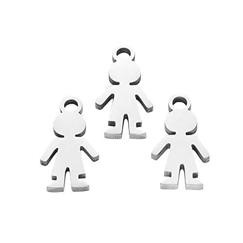 DanLingJewelry 10 pcs 304 Stainless Steel Charms Valentines Day Charms Boy Silhouette Charms Charms for Jewelry Making Crafts 14x7x1mm