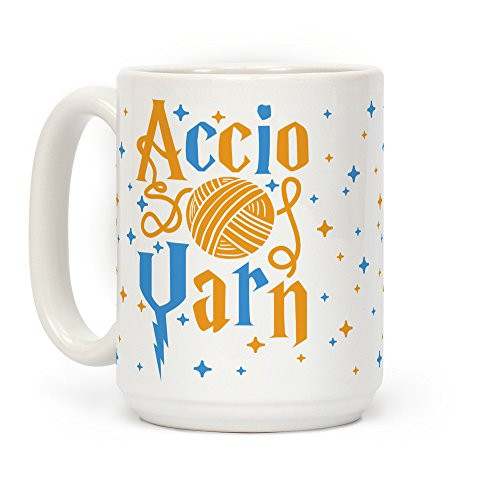LookHUMAN Accio Yarn White 15 Ounce Ceramic Coffee Mug LookHUMAN Accio Yarn White 15 Ounce Ceramic Coffee Mug