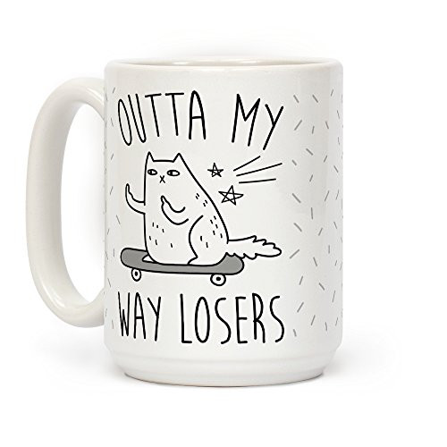 LookHUMAN Outta My Way Losers White 15 Ounce Ceramic Coffee Mug LookHUMAN Outta My Way Losers White 15 Ounce Ceramic Coffee Mug