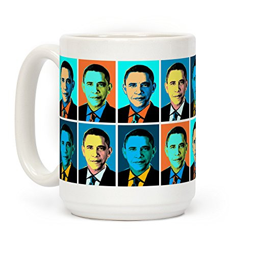 LookHUMAN Pop Art Obama White 15 Ounce Ceramic Coffee Mug LookHUMAN Pop Art Obama White 15 Ounce Ceramic Coffee Mug