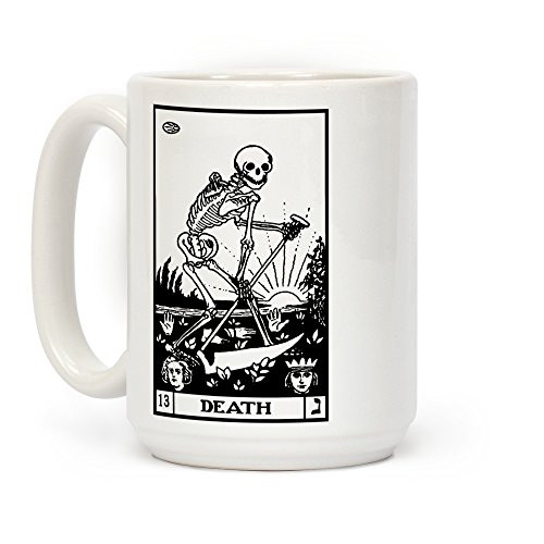 LookHUMAN Death Tarot White 15 Ounce Ceramic Coffee Mug
