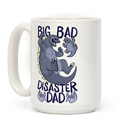 LookHUMAN Big Bad Disaster Dad Godzilla White 15 Ounce Ceramic Coffee Mug LookHUMAN Big Bad Disaster Dad Godzilla White 15 Ounce Ceramic Coffee Mug