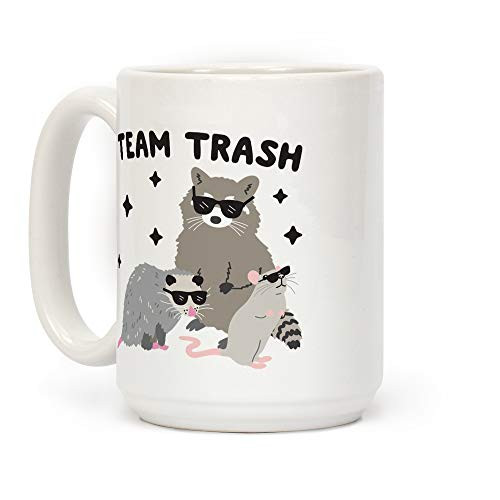 LookHUMAN Team Trash Opossum Raccoon Rat White 15 Ounce Ceramic Coffee Mug LookHUMAN Team Trash Opossum Raccoon Rat White 15 Ounce Ceramic Coffee Mug