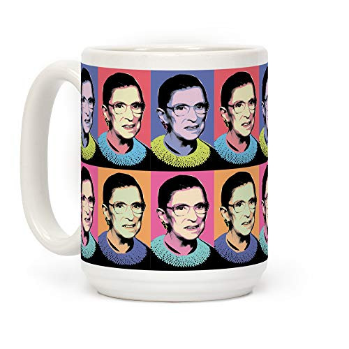 LookHUMAN RBG Pop Art White 15 Ounce Ceramic Coffee Mug LookHUMAN RBG Pop Art White 15 Ounce Ceramic Coffee Mug