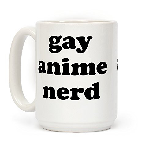 LookHUMAN Gay Anime Nerd White 15 Ounce Ceramic Coffee Mug LookHUMAN Gay Anime Nerd White 15 Ounce Ceramic Coffee Mug