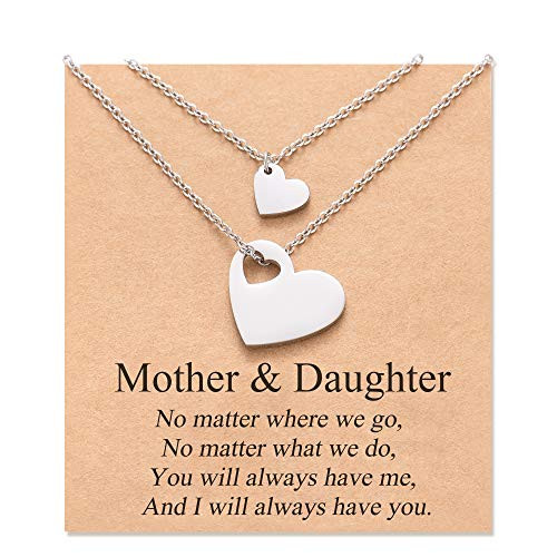 MANVEN Mom Mother Daughter Necklace Set for 2 Heart Matching Mommy and Me Jewelry Daughters Gift from Mom Mothers Day Necklace for Women MANVEN Mom Mother Daughter Necklace Set for 2 Heart Matching Mommy and Me Jewelry Daughters Gift from Mom Mothers Day Necklace for Women