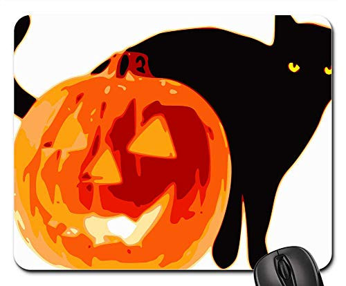 Mouse Pad - Halloween Animal Cat Jack-O-Lantern Pumpkin Spooky