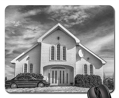 Mouse Pad - Church Black and White B W HDR Cloudy