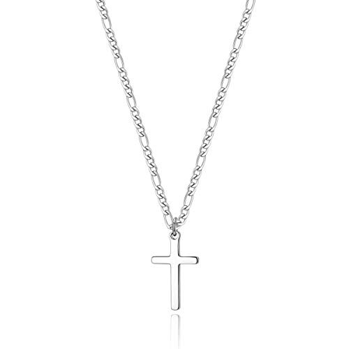 TASBERN Cross Necklace for Men Stainless Steel Polished Plain Cross Pendant Necklace Simple Faith Christian Jewelry Gift for Son Boy 16" TASBERN Cross Necklace for Men Stainless Steel Polished Plain Cross Pendant Necklace Simple Faith Christian Jewelry Gift for Son Boy 16"