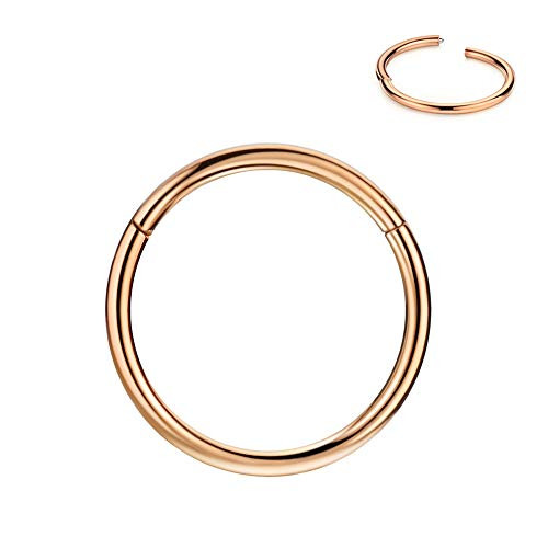 18g 10mm Nose Rings 18 Gauge Nose Ring Hoop Earrings For Women 18g Nose Hoop Septum Jewelry Surgical Steel Septum Ring Septum Clicker Lip Rings Helix Earring Rook Earring Conch Rose Gold Cartilage Earring 10mm