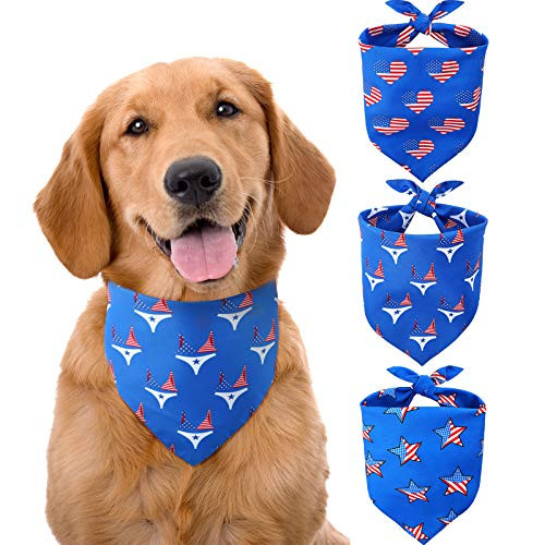 Weewooday 3 Pieces American Flag Dog Bandana Independence Day Pet Bandana 4th of July Patriotic Dog Scarf Bandana Dog Cat Collar Bandana for Small Medium Large Dogs Puppies Cats Weewooday 3 Pieces American Flag Dog Bandana Independence Day Pet Bandana 4th of July Patriotic Dog Scarf Bandana Dog Cat Collar Bandana for Small Medium Large Dogs Puppies Cats