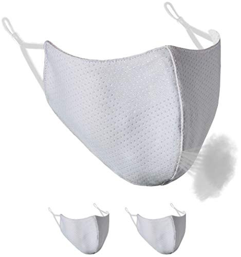 Borgasets Face Mask Reusable for Men Women Youth Gray Adjustable Breathable Comfort Sport Mask Full Washable Safety Exercise Face Masks for Home Office Work Outdoors 2 Pack