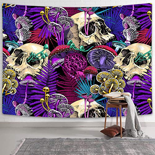 NYMB Trippy Skulls and Mushrooms Tapestry Wall Hanging Psychedelic Mushroom Colorful Plants Hippie Skeleton Skull Tapestries Wall Art for Bedroom Living Room Dorm NYMB Trippy Skulls and Mushrooms Tapestry Wall Hanging Psychedelic Mushroom Colorful Plants Hippie Skeleton Skull Tapestries Wall Art for Bedroom Living Room Dorm