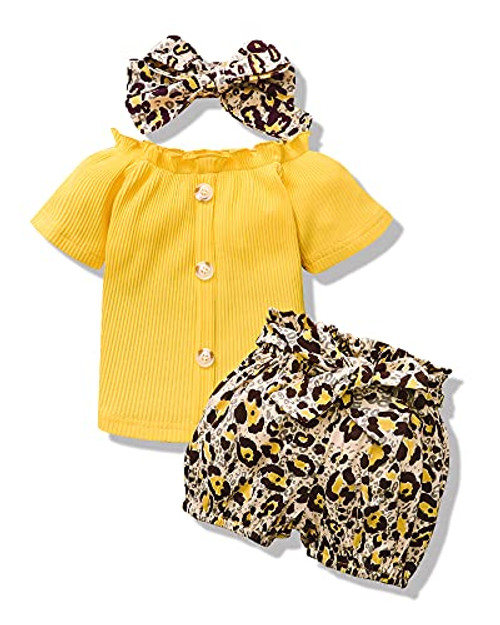 12 Month Girl Clothes Toddler Summer Outfits Girls Ruffle Baby Girls' Clothing Yellow Baby Girl Boutique Clothes Set 12 to 18 Months Girl Clothes