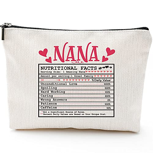 Funny Nana Gifts Grandma Gifts for Grandma' Birthday Gifts for Nana Elderly Gifts Grandparents Gifts from Granddaughter Grandson Mothers Day Makeup Bag Gifts-Nana Nutritional Fact Funny Nana Gifts Grandma Gifts for Grandma' Birthday Gifts for Nana Elderly Gifts Grandparents Gifts from Granddaughter Grandson Mothers Day Makeup Bag Gifts-Nana Nutritional Fact