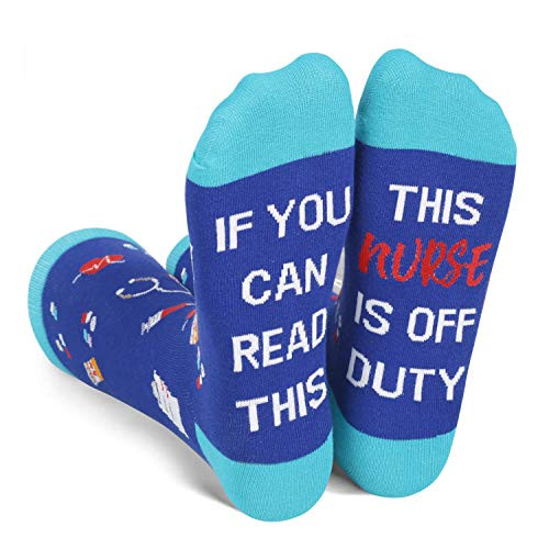 HAPPYPOP Nurse Socks Women with Funny Saying Nurse Off Duty Doctor Gift For Medical Student Assistant RN HAPPYPOP Nurse Socks Women with Funny Saying Nurse Off Duty Doctor Gift For Medical Student Assistant RN