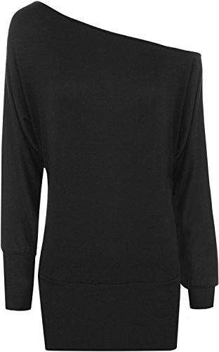 WearAll Women's Off-Shoulder Batwing Top - Black - US 14-16 -UK 18-20-