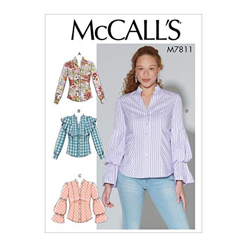 McCall Pattern Company McCall's Women's Button-Up Blouse Sewing Patterns Sizes 14-22 14-16-18-20-22 White
