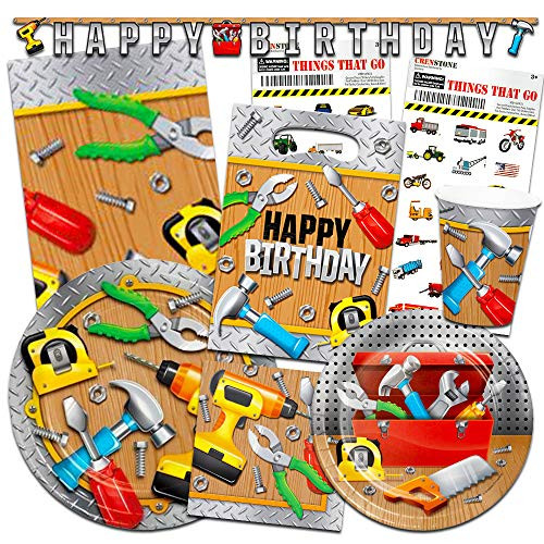 Handyman Tools Party Supplies Ultimate Set ~ Birthday Party Decorations, Party Favors, Plates, Cups, Napkins and More (Handyman Tools Party Supplies)
