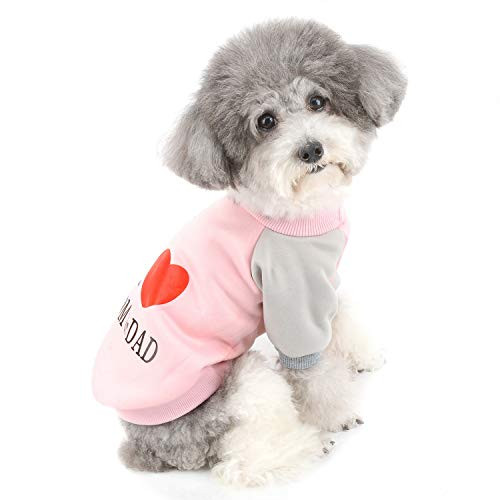 ZUNEA Pet Dog Pullover Sweater Coat for Small Dogs Cats Winter Warm Cotton Padded Sweatshirt Puppy Jacket Clothes Cold Weather Clothing for Chihuahua Yorkie Pink L