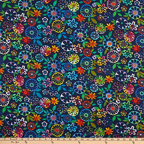 Studio E Fabrics Geofetti Digital Confetti Flowers Royal Multi Fabric