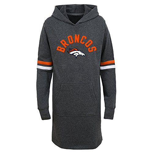 NFL Denver Broncos Youth Boys Jump Off Long Sleeve Hooded Tunic Charcoal Grey Youth Large-14-