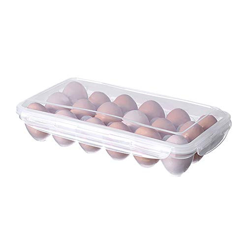 SHEUIMUIYA Plastic Egg Holder BPA Free Fridge Organizer with Lid  and  Handles Refrigerator Storage Container 10-18 Egg Tray Clear -18-