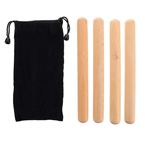 EXCEART 2 Pairs Wooden Rhythm Sticks 20cm Music Lummi Sticks Classical Wood Claves Musical Percussion Instrument with Bag for Kids Beginner