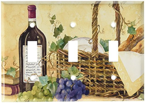 Art Plates - Wine Table Switch Plate - Triple Toggle